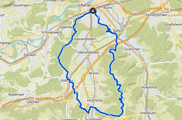 Kartenausschnitt Böhlertrail ab Aarau